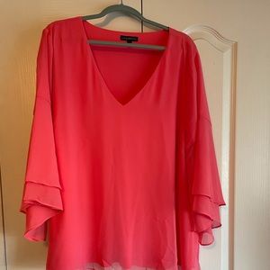 Lovely Coral Flounce Sleeve Top